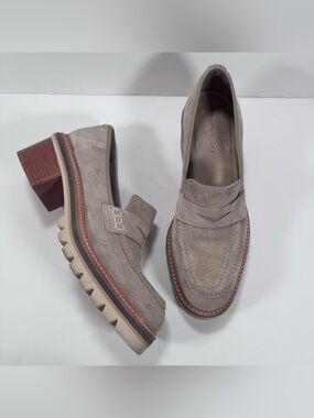Bernardo Taupe Suede Selma Chunky Platform Lug Sole Slip On Loafers Women 8.5M